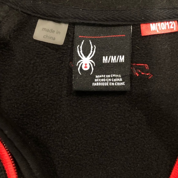 Spyder Sweater Jacket Full Zip Strike Jacket Black Red Kids Size Medium 10/12 - Picture 5 of 15